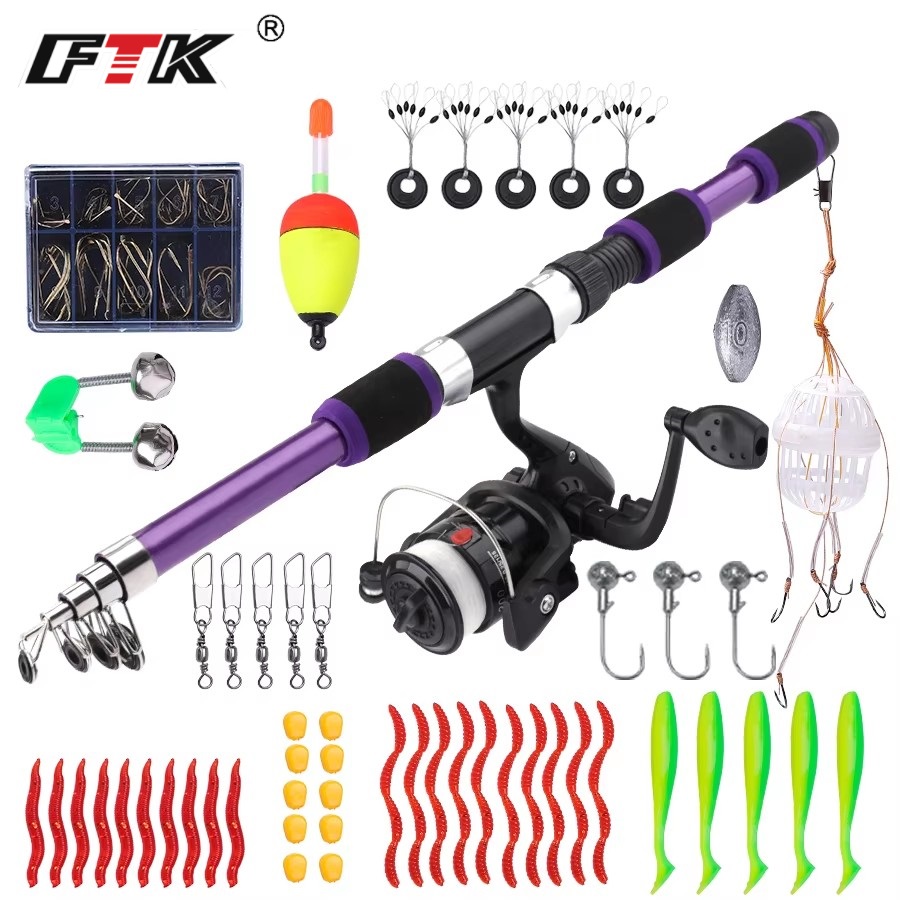 Fishing Rod Combo - FTK 1.8M 휴대용 스피닝 낚싯대 릴